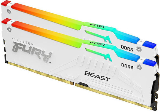 KINGSTON MEMORY KF560C30BWEAK2-64 FURY BEAST WHITE RGB  DDR5, 6000MT/S, 64GB KIT OF 2