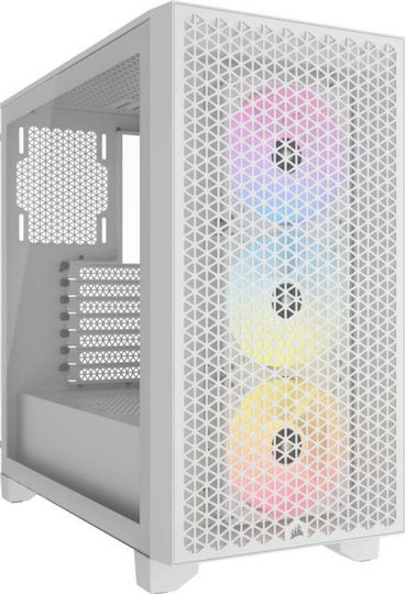 CORSAIR MID TOWER ATX CASE 3000D RGB AIRFLOW WINDOWED TEMPERED GLASS - WHITE - CC-9011256-WW