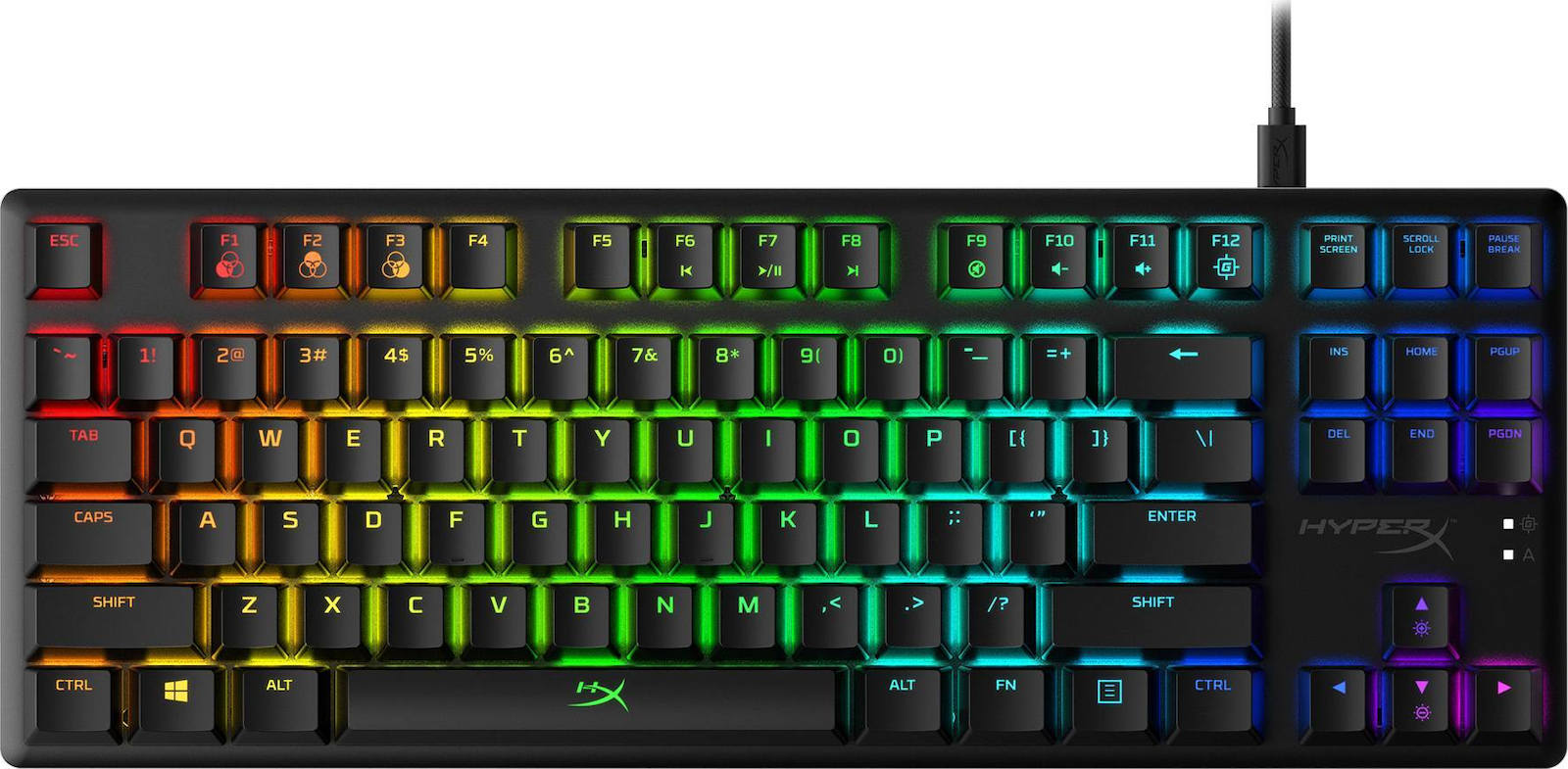 HYPERX ALLOY ORIGINS CORE PBT HX AQUA MECHANICAL TENKEYLESS GAMING KEYBOARD (US LAYOUT) - BLACK - 639N9AA