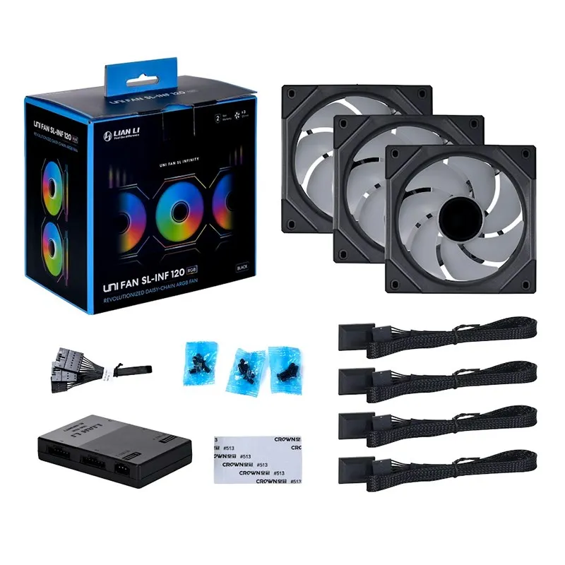 LIAN LI UNI FAN INFINITY SL- 120 -3PCS REVERSE BLACK (TRIPLE PACK INCLUDE CONTROLLER) - CASE FAN