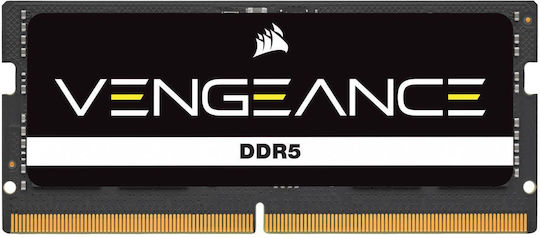 CORSAIR RAM SODIMM XMS5 8GB CMSX8GX5M1A4800C40, DDR5, 4800MHZ, LATENCY 40-40-40-77, 1.1V, VENGEANCE, BLACK, LTW.