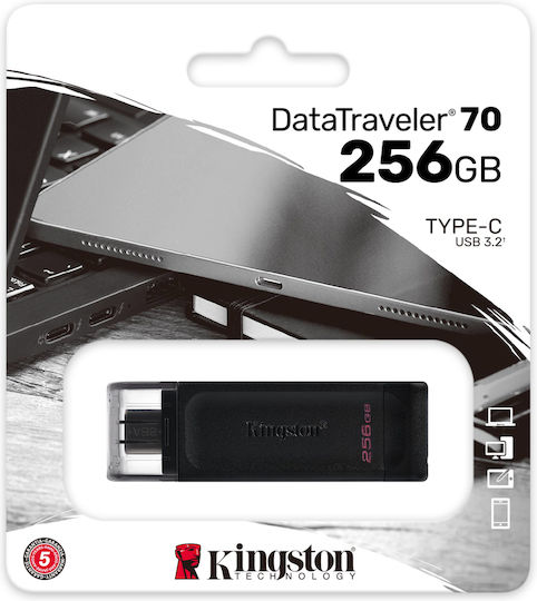 KINGSTON DATATRAVELER 70 256GB USB 3.2 STICK BLACK (DT70/256GB) (KINDT70-256GB)