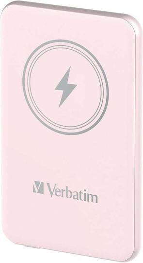 VERBATIM CHARGE 'N' GO MAGNETIC WIRELESS POWER BANK 5000 MAH PINK