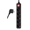 POWERTECH ΠΟΛΎΠΡΙΖΟ PT-877, 5X SCHUKO, 16A, 3M, ΜΑΎΡΟ
