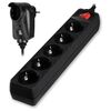 POWERTECH ΠΟΛΎΠΡΙΖΟ ΑΣΦΑΛΕΊΑΣ PT-994, 5+1 ΘΈΣΕΩΝ SCHUKO, 16A, 2M, ΜΑΎΡΟ
