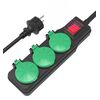 POWERTECH ΠΟΛΎΠΡΙΖΟ PT-1070, 3X SCHUKO, IP44, 16A, 1.5M, ΜΑΎΡΟ