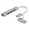DELOCK USB HUB 64214, 4X USB ΘΎΡΕΣ, USB & USB-C ΣΎΝΔΕΣΗ, ΓΚΡΙ