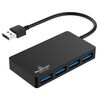 POWERTECH USB HUB PT-1145, 4X ΘΥΡΏΝ, 5GBPS, USB ΣΎΝΔΕΣΗ, ΜΑΎΡΟ