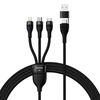 BASEUS FLASH SERIES II BRAIDED USB TO MICRO USB / TYPE-C / LIGHTNING CABLE ΜΑΎΡΟ 1.2M (CASS030101) (BASCASS030101)