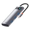BASEUS HUB 7IN1 GLEAM, USB-C  TO 1X HDMI4K 60HZ + 3X USB3.0 + 1X PD + 1X SD/TF GREY (B00030708811-00) (BASB00030708811-00)