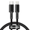 BASEUS HIGH DENSITY BRAIDED CABLE TYPE-C TO LIGHTNING, PD,  20W, 1M BLACK (CATLGD-01) (BASCATLGD-01)