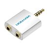 VENTION 4POLE 3.5MM MALE TO 2*3.5MM FEMALE AUDIO ADAPTER SILVERY METAL TYPE (BDAW0) (VENBDAW0)