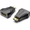 VENTION MINI HDMI MALE TO HDMI FEMALE ADAPTER BLACK (AISB0) (VENAISB0)