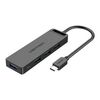 VENTION TYPE-C TO 4-PORT USB 3.0 HUB WITH POWER SUPPLY BLACK 0.5M ABS TYPE (TGKBD) (VENTGKBD)