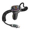 USAMS ΦΟΡΤΙΣΤΉΣ ΑΥΤΟΚΙΝΉΤΟΥ US-CC192 ΜΕ ΚΑΛΏΔΙΟ, USB/USB-C, 60W, ΜΑΎΡΟΣ