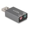 DELOCK ΕΞΩΤΕΡΙΚΉ ΚΆΡΤΑ ΉΧΟΥ 66633, 2X 3.5MM, USB ΣΎΝΔΕΣΗ, ΓΚΡΙ