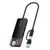CABLETIME USB HUB CT-HUBT5-PB, 4X ΘΥΡΏΝ, 10GBPS, USB/USB-C ΣΎΝΔΕΣΗ, ΜΑΎΡΟ