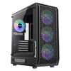 POWERTECH GAMING PC CASE PT-1309, TEMPERED GLASS, 4X ARGB FAN, ATX, 340X200X436MM, ΜΑΎΡΟ