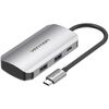 VENTION TYPE-C TO USB 3.0X4/PD 100W HUB 0.15M GRAY ALUMINUM ALLOY TYPE (TNBHB) (VENTNBHB)