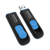 ADATA FLASH USB DRIVE 128GB AUV128-128G-RBE, USB3.2, RETRACTABLE, BLACK/BLUE, 5YW.