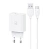 USAMS ΦΟΡΤΙΣΤΉΣ ΤΟΊΧΟΥ SCXLTZ02 ΜΕ ΚΑΛΏΔΙΟ USB-C, USB, 18W, ΛΕΥΚΌΣ