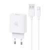 USAMS ΦΟΡΤΙΣΤΉΣ ΤΟΊΧΟΥ SCXLTZ03 ΜΕ ΚΑΛΏΔΙΟ LIGHTNING, USB, 18W, ΛΕΥΚΌΣ