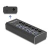 DELOCK USB HUB 64326 ΜΕ ΔΙΑΚΌΠΤΕΣ, 7X ΘΥΡΏΝ, 10GBPS, USB/USB-C ΣΎΝΔΕΣΗ, ΜΑΎΡΟ