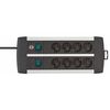 BRENNENSTUHL PREMIUM-ALU-LINE TECHNICS EXTENSION LEAD 8-WAY DUO BLACK 3M H05VV-F 3G1.5 WITH EVERY 4 SOCKETS SWITCHED (1391000908) (BNN1391000908)
