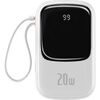 BASEUS POWERBANK QPOW PRO WITH LIGHTNING CABLE, USB-C PORT AND USB 20000MAH, 20W  WHITE (PPQD060202) (BASPPQD060202)