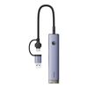 BASEUS HUB 4IN1 ULTRAJOY USB-A&USB-C TO 3XUSB3.0+USB-C+RJ45 GREY (B0005280B811-14) (BASB0005280B811-14)