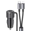 USAMS ΦΟΡΤΙΣΤΉΣ ΑΥΤΟΚΙΝΉΤΟΥ CC287 ΜΕ 2 ΣΕ 1 ΚΑΛΏΔΙΟ, USB/USB-C ΘΎΡΕΣ, 66W, ΜΑΎΡΟΣ