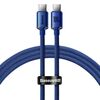 BASEUS CRYSTAL SHINE BRAIDED USB 2.0 CABLE USB-C MALE - USB-C MALE ΜΠΛΕ 1.2M (CAJY000603) (BASCAJY000603)