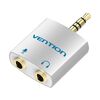 VENTION 4POLE 3.5MM MALE TO 2*3.5MM FEMALE AUDIO ADAPTER SILVERY METAL TYPE (BDBW0) (VENBDBW0)