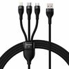 BASEUS 3IN1 USB CABLE FLASH SERIES, USB-C + MICRO USB + LIGHTNING, 100W, 1.2M BLACK (CASS030001) (BASCASS030001)