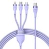 BASEUS 3IN1 USB CABLE FLASH SERIES 2, USB-C + MICRO USB + LIGHTNING, 100W, 1.5M (PURPLE) (CASS030205) (BASCASS030205)