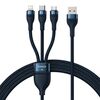 BASEUS 3IN1 USB CABLE USB 3IN1 FLASH SERIES,  USB-C + MICRO + LIGHTNING 66W, 1.2M BLUE (CASS040003) (BASCASS040003)