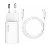 BASEUS ΦΟΡΤΙΣΤΉΣ ΜΕ ΘΎΡΑ USB-C ΚΑΙ ΚΑΛΏΔΙΟ USB-C 25W ΛΕΥΚΌΣ (SUPER SI) (TZCCSUP-L02) (BASTZCCSUPL02)