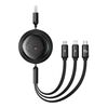 BASEUS 3-IN-1 FREE2DRAW USB TO M+L+C 100W CABLE 1.1 M BLACK (P10368700111-03) (BASP10368700111-03)