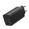 VENTION 3-PORT USB (C+C+A) GAN CHARGER (65W/30W/30W) EU-PLUG BLACK (FEDB0-EU) (VENFEDB0-EU)