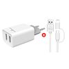 POWERTECH ΦΟΡΤΙΣΤΉΣ ΤΟΊΧΟΥ 2X USB & ΚΑΛΏΔΙΟ USB ΣΕ MICRO/LIGHTNING BNDL-0198