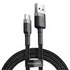 BASEUS CAFULE BRAIDED USB 2.0 CABLE USB-C MALE - USB-A MALE ΜΑΎΡΟ 3M (CATKLF-UG1) (BASCATKLF-UG1)