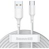 BASEUS SIMPLE WISDOM REGULAR USB 2.0 CABLE USB-C MALE - USB-A MALE ΛΕΥΚΌ 1.5M (TZCATZJ-02) (BASTZCATZJ-02)