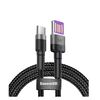 BASEUS CAFULE BRAIDED USB 2.0 CABLE USB-C MALE - USB-A MALE ΜΑΎΡΟ 1M (CATKLF-PG1) (BASCATKLFPG1)