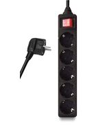 POWERTECH ΠΟΛΎΠΡΙΖΟ PT-875, 5X SCHUKO, 16A, 1.5M, ΜΑΎΡΟ