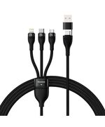 BASEUS FLASH SERIES II BRAIDED USB TO MICRO USB / TYPE-C / LIGHTNING CABLE ΜΑΎΡΟ 1.2M (CASS030101) (BASCASS030101)