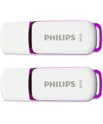 PHILIPS SNOW 2-PACK 64GB USB 2.0 STICK ΜΩΒ (FM64FD70D/00) (PHIFM64FD70D-00)