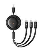 BASEUS FAST CHARGING CABLE 3IN1 FREE2DRAW USB TO MICRO USB+USB-C+LIGHTNING 3.5A 1.1M BLACK (P10368700111-02) (BASP10368700111-02)
