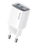 USAMS ΦΟΡΤΙΣΤΉΣ ΤΟΊΧΟΥ US-CC229, USB & USB-C, 30W, GAN, ΛΕΥΚΌΣ