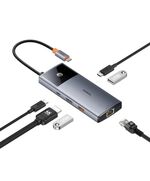 BASEUS DOCKING STATION 6ΣΕ1 METAL GLEAM II SERIES USB-C ΣΕ 2XUSB 3.0 +USB-C + HDMI + USB-C PD + ETHERNET RJ45 ΓΚΡΙ (B00061802813-00) (BASB00061802813-00)