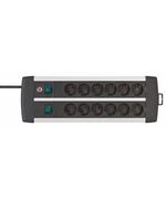 BRENNENSTUHL PREMIUM-ALU-LINE TECHNICS EXTENSION LEAD 12-WAY DUO BLACK 3M H05VV-F 3G1.5 WITH EVERY 6 SOCKETS SWITCHED (1391000912) (BNN1391000912)